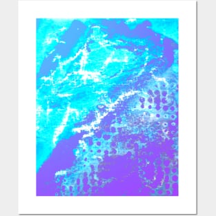 Blue Grunge Abstract Watercolor Paint Texture Posters and Art